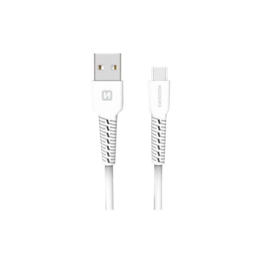 Swissten 71505531 USB Type-A apa - USB Type-C apa Adat és töltő kábel - Fehér (1m) (71505531)