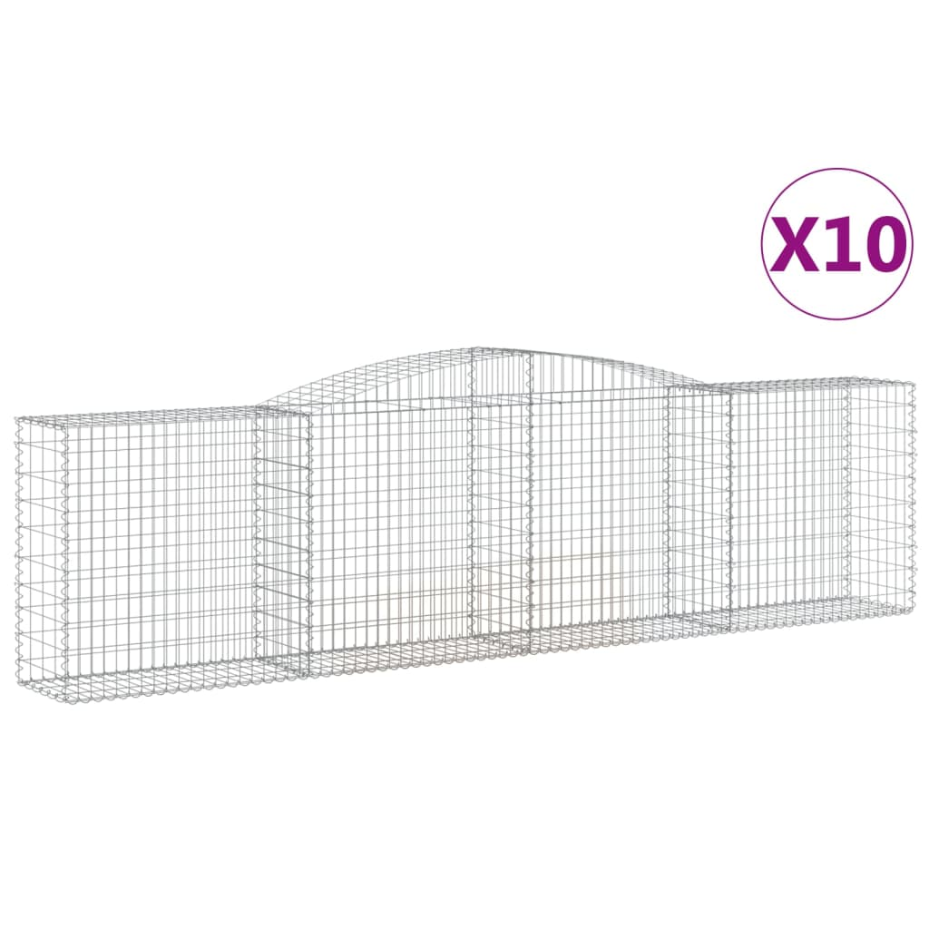 10 db íves horganyzott vas gabion kosár 400x50x100/120 cm (3147004)