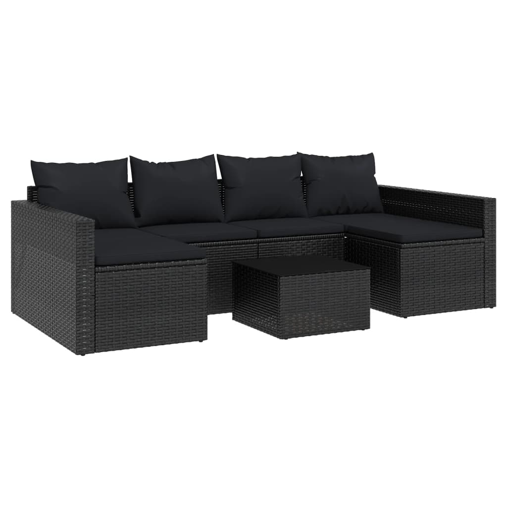 2 részes fekete polyrattan kerti ülőgarnitúra párnákkal (362345)