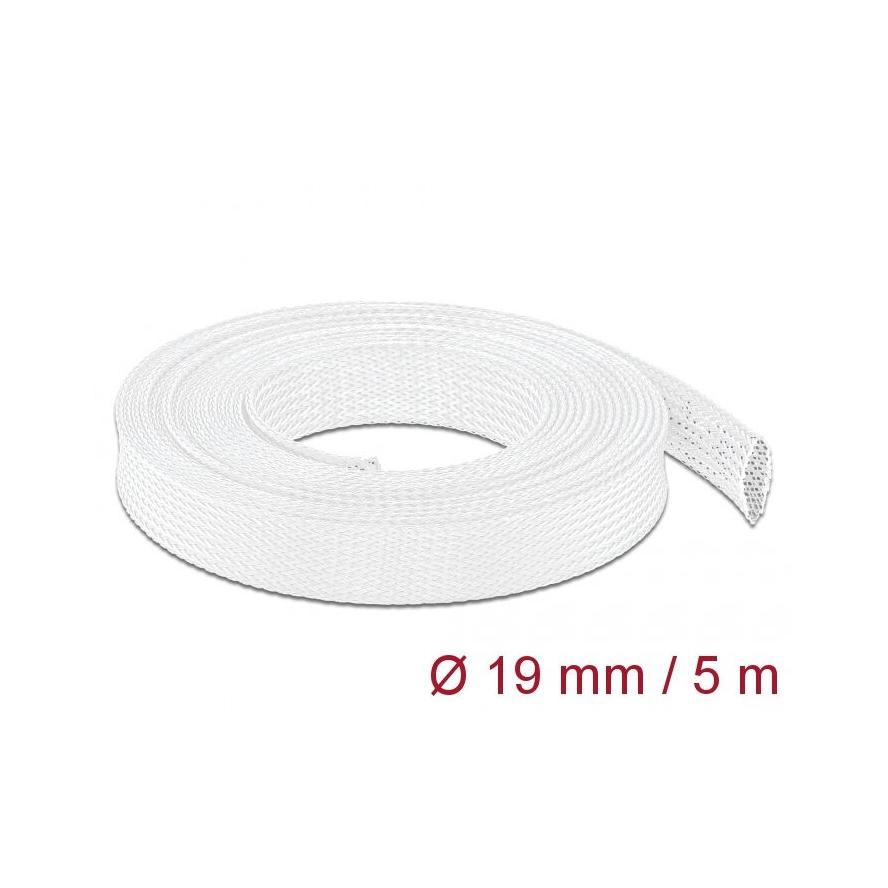 Delock Fonott kábelharisnya nyújtható 5 m x 19 mm fehér (20695)