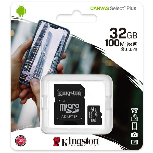 PAMĚŤOVÁ KARTA KINGSTON CANVAS microSD SDCS 32GB 100mb/s Class 10 U1 A1 V10