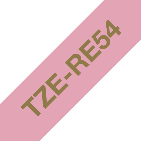 Brother TZE-RE54 etiketbånd Guld på pink