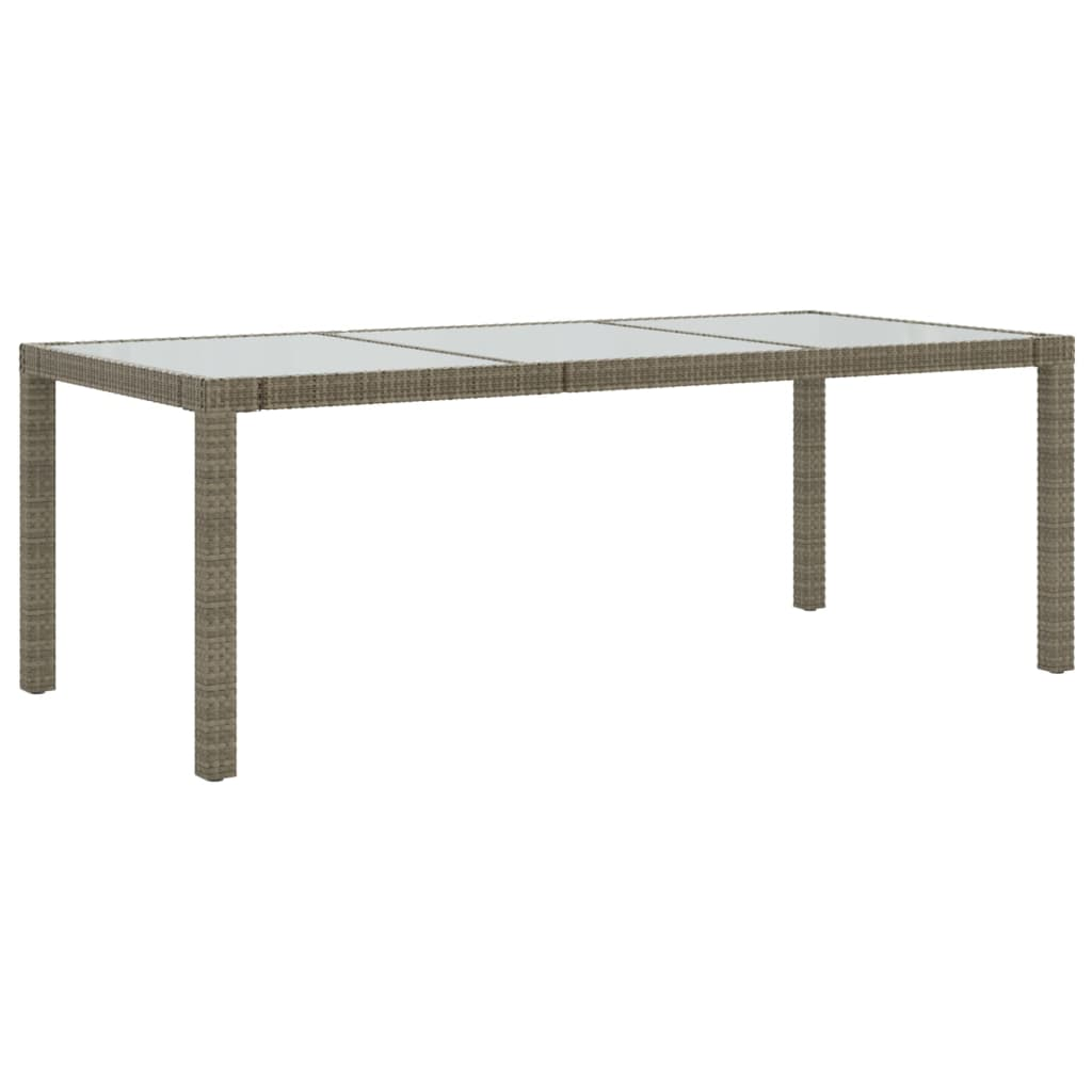 szürke polyrattan és edzett üveg kerti asztal 190 x 90 x 75 cm (316714)