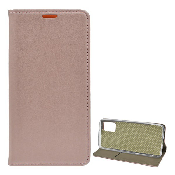 Tok álló, bőr hatású (FLIP, oldalra nyíló, asztali tartó funkció) ROZÉARANY [Samsung Galaxy A02s (SM-A025F)] (5996591032245)