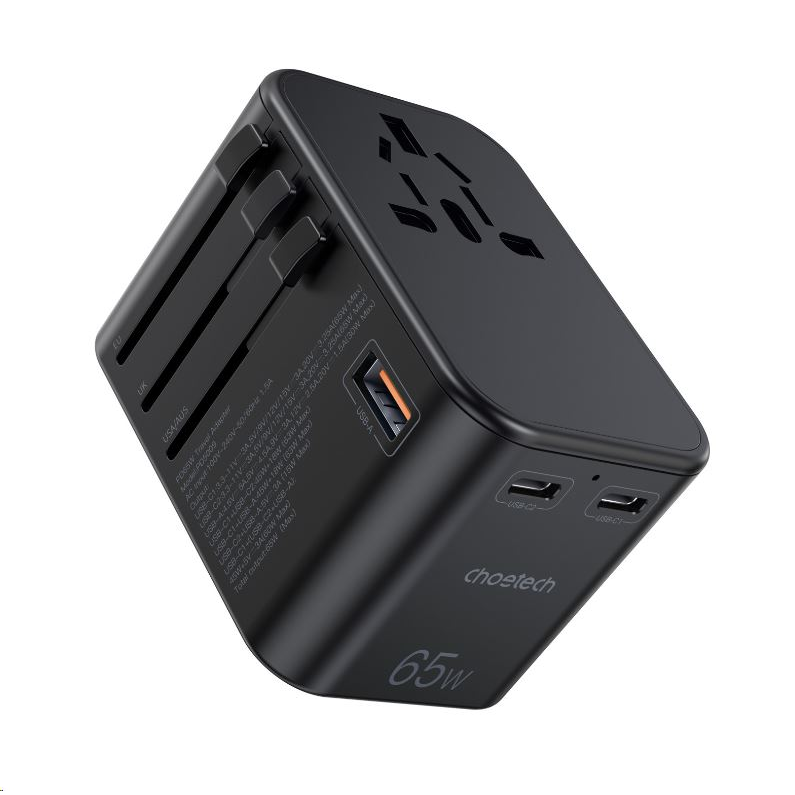 Choetech PD5009 USB A+C utazóadapter fekete (PD5009)