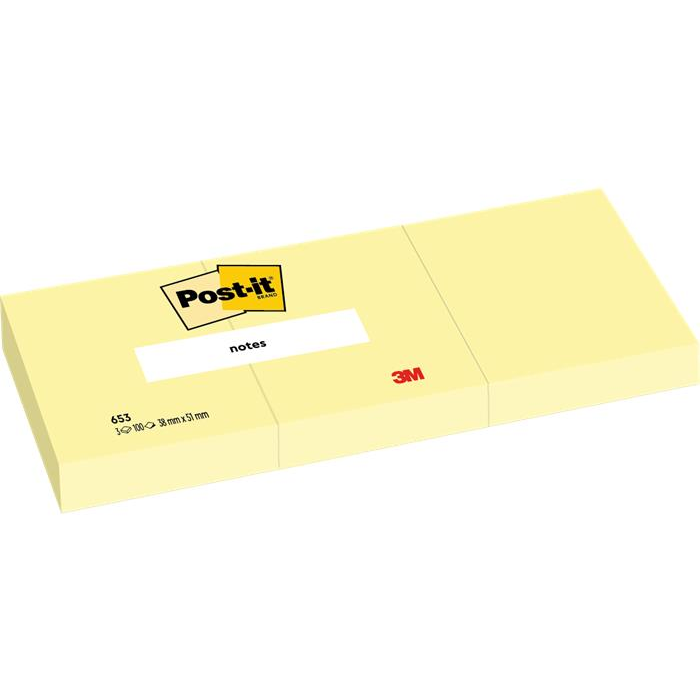 3M Postit 38x51mm öntapadó jegyzettömb - Sárga (100 lap / tömb) (7100296172)