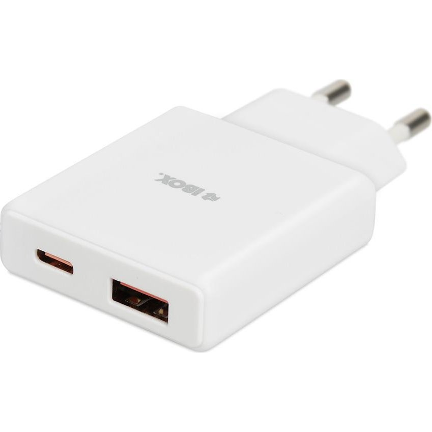 iBOX C-43 USB-A / USB-C Lapos Hálózati Gyorstöltő Adapter 30W - Fehér (ILUC43W)