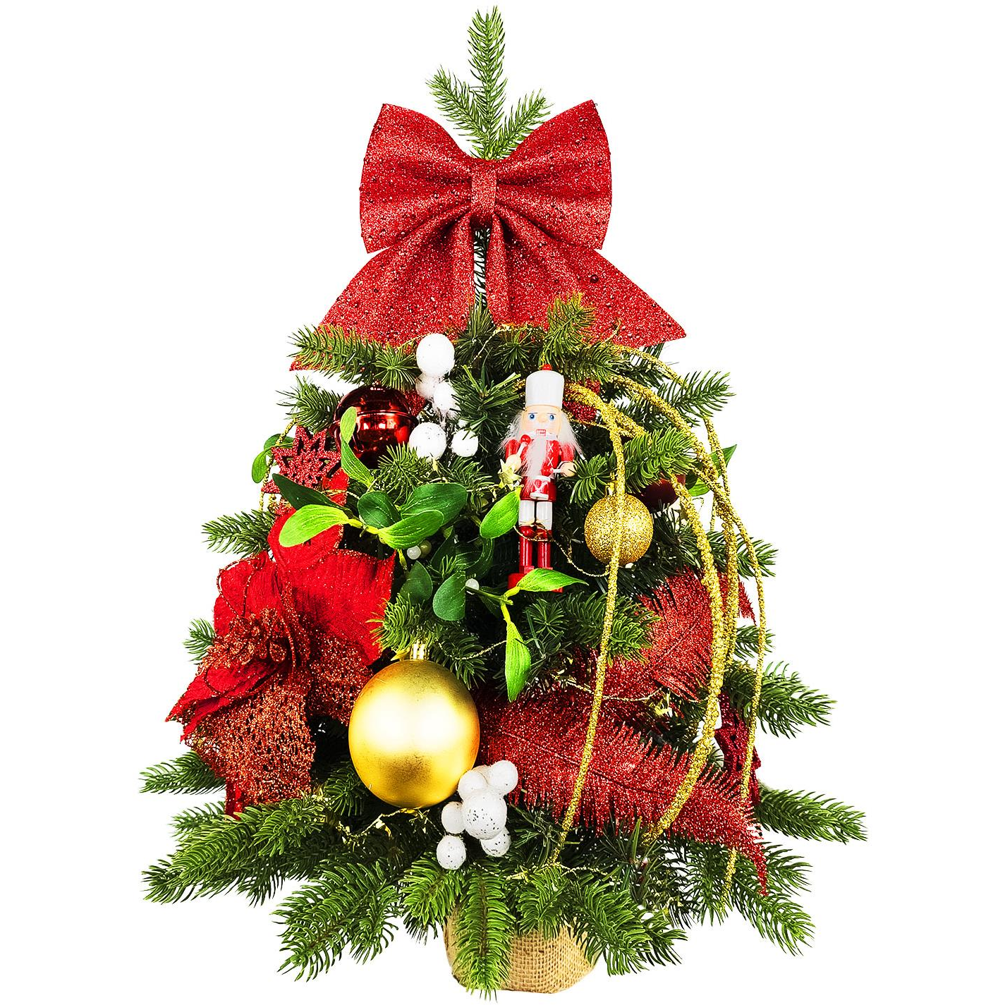 LAALU LED fényekkel díszített karácsonyfa - Vörös Diótörő II, 34 dísz, 60 cm (LAU-2402-OZM-60B)