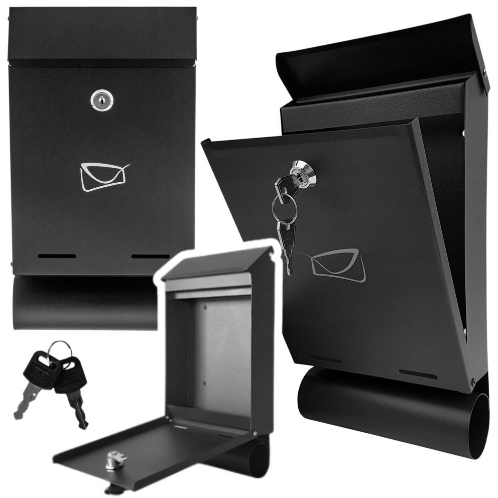 Postaláda Leveleknek És Újságoknak, Fekete Horganyzott Acél, 32,5×22,5×9,5Cm26731