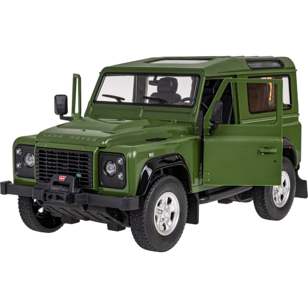 Távirányítós Autó, Land Rover Defender, Rastar 1:14 Modell + 2,4 Ghz-Es Távirányító + Kézi Ajtónyitó, Zöld
