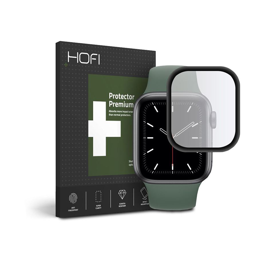 HOFI Hybrid Glass Apple Watch Series 4/5/6/SE (44mm) üveg képernyővédő fólia fekete kerettel (FN0012) (FN0012)
