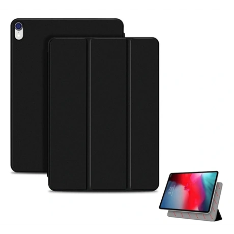 gigapack Tok álló, bőr hatású (aktív FLIP, mágneses, oldalra nyíló, TRIFOLD, asztali tartó) FEKETE Apple IPAD Air 11 (2025) / IPAD Air 11 (2024) / IPAD Air 2020 (Air 4) " csomagolás" (GP-83176)
