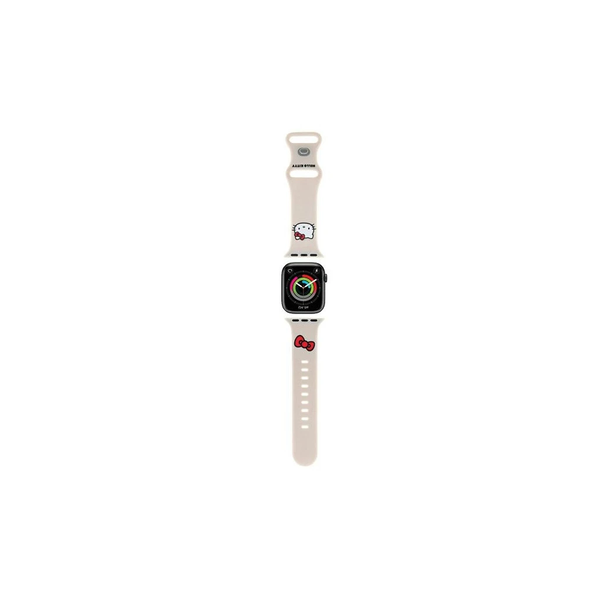 Hello Kitty csuklópánt HKAWMSCHBLE Apple Watch 38/40/41mm készülékhez – bézs szilikon Kitty Head