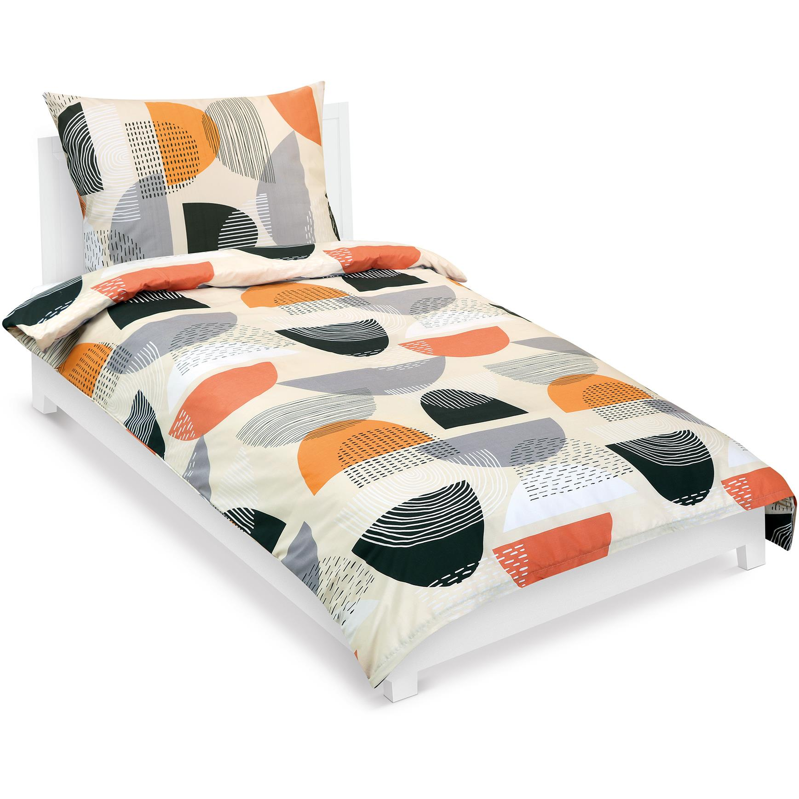 BELLATEX Linen cotton 90/203 orange semicircle, 140 × 200 cm, 70 × 90 cm (11793)