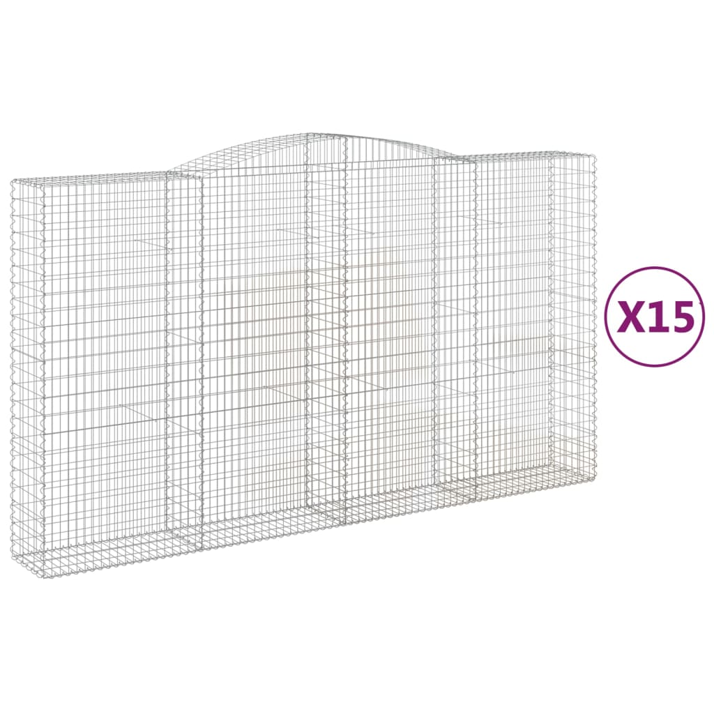 15 db íves horganyzott vas gabion kosár 400x50x220/240 cm (3147083)