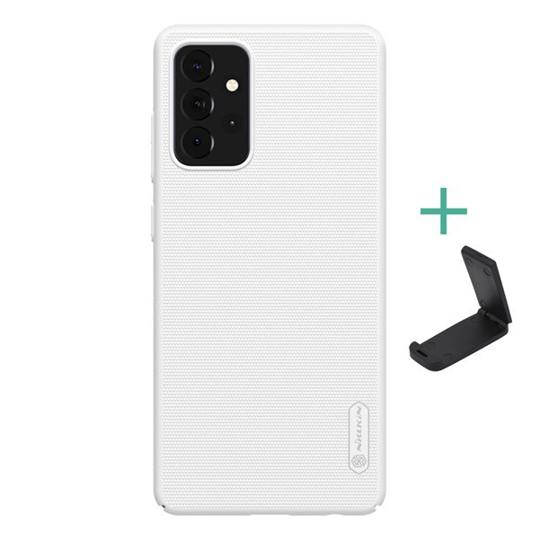 NILLKIN SUPER FROSTED műanyag telefonvédő (gumírozott, érdes felület + asztali tartó) FEHÉR [Samsung Galaxy A72 5G (SM-A726F)] (5996591046549)