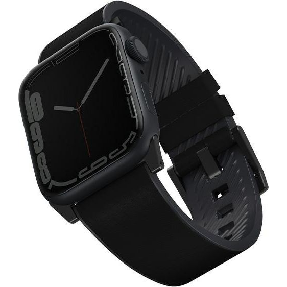 Uniq Straden vízálló bőr Apple Watch szíj, 49/45/44/42MM, fekete (UNIQ588BLK)