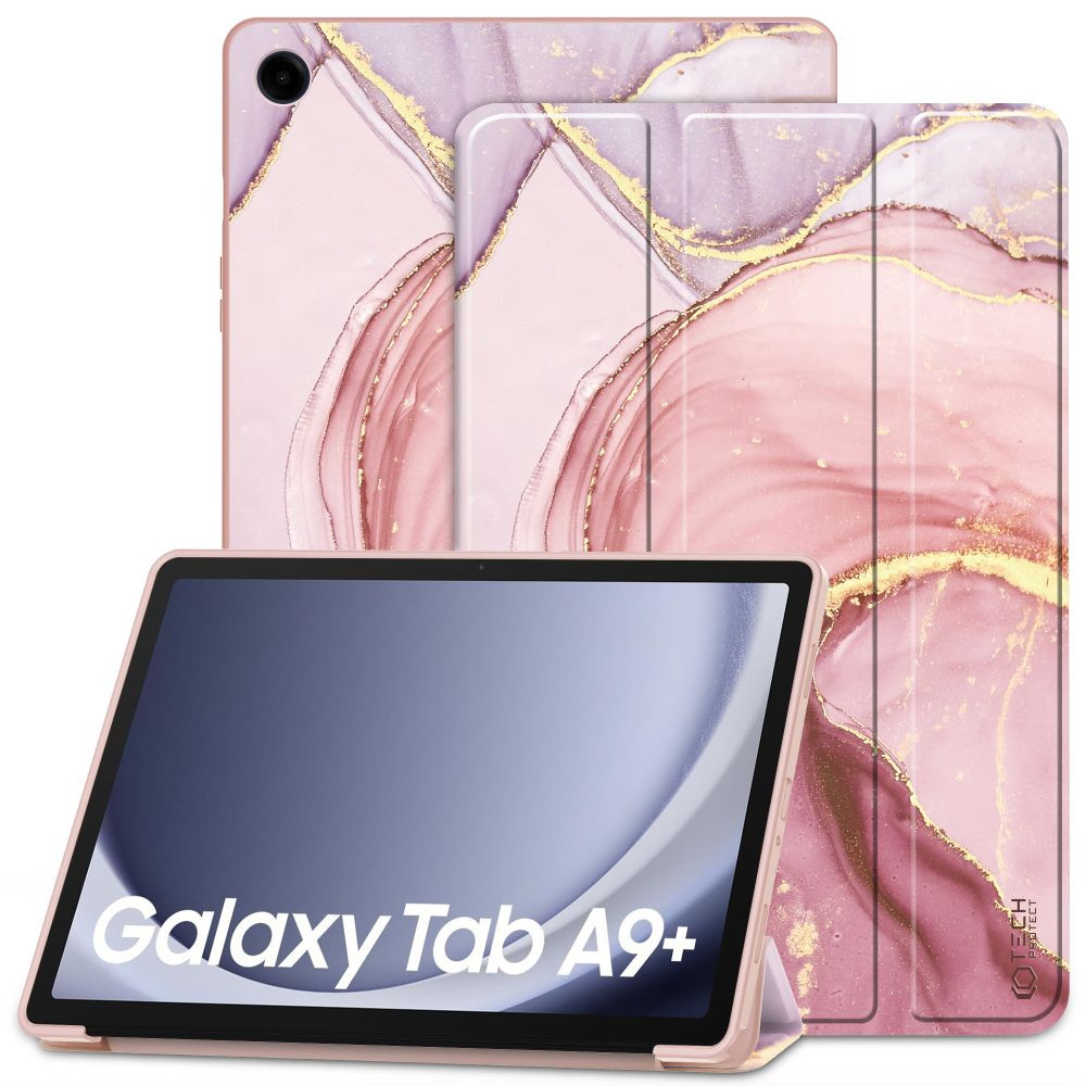 Samsung Galaxy Tab A9 Plus (11.0) SM-X210 / X215 / X216B, mappa tok, márvány minta, Trifold, lila/színes (TS4928)