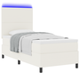 Pat cu arcuri cu saltea & LED crem 90x200 cm Țesătură de catifea