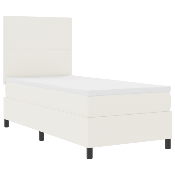 Pat cu arcuri cu saltea & LED crem 90x200 cm Țesătură de catifea