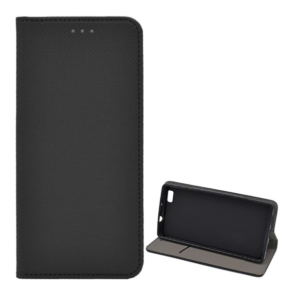 Tok álló, bőr hatású (FLIP, oldalra nyíló, asztali tartó funkció, rombusz minta) FEKETE [Huawei P9 Lite (2017)]