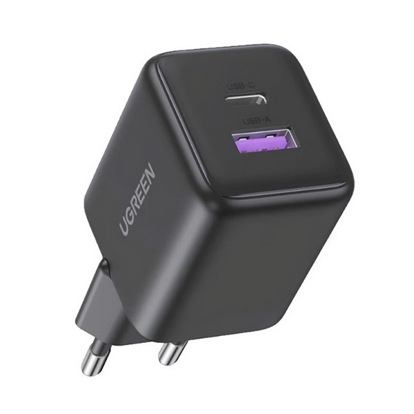 Nabíjačka Ugreen 30W GaN USB-A a USB-C šedá