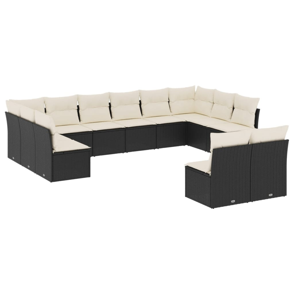 12 részes fekete polyrattan kerti ülőgarnitúra párnákkal (3250205)