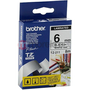 Brother Strong Adhesive Gloss Laminated Tape - 6mm, Black/White етикетна лента TZ