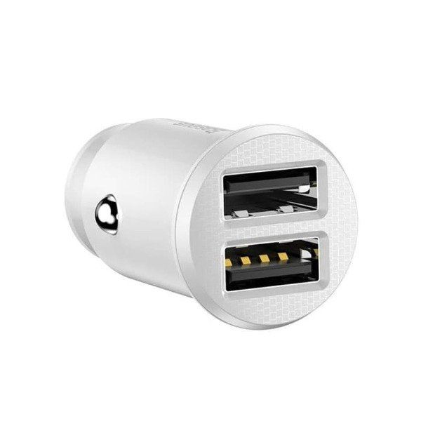 Baseus Grain autós töltő 2x USB 5V 3.1A, fehér (CCALL-ML02)