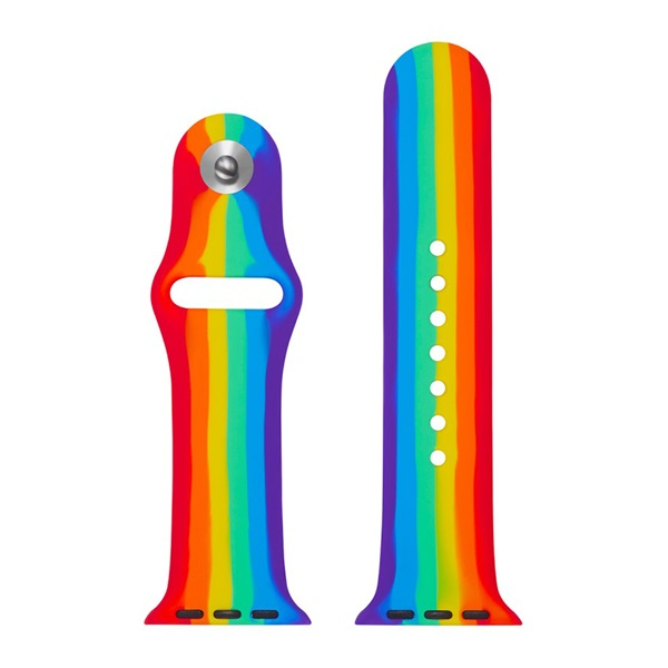 Каишка Gigapack, За смарт часовник Apple Watch Series 1, 42 мм, Силикон, Регулируема, Цвят Rainbow