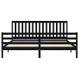fekete tömör fa ágykeret fejtámlával 200 x 200 cm