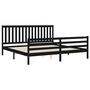 fekete tömör fa ágykeret fejtámlával 200 x 200 cm
