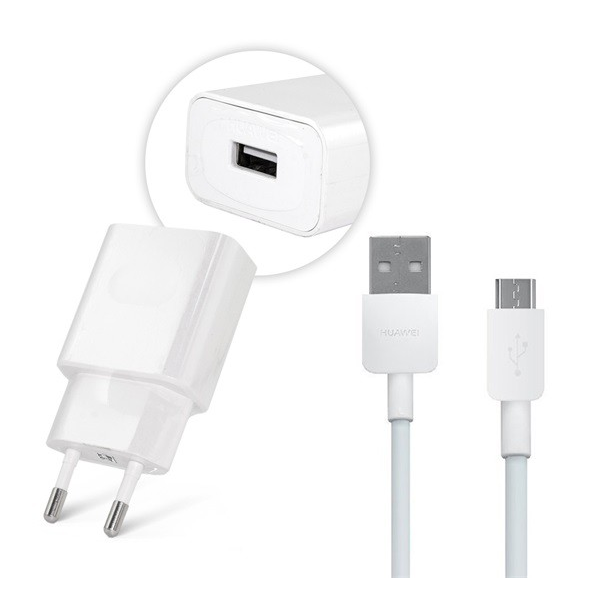HUAWEI hálózati töltő USB aljzat (5V / 2000mA, 10W, gyorstöltés támogatás + PY0857 microUSB kábel) FEHÉR (AP81 / HW-050200E01 / HW-050200E02_M) (AP81 / HW-050200E01 / HW-050200E02_M)
