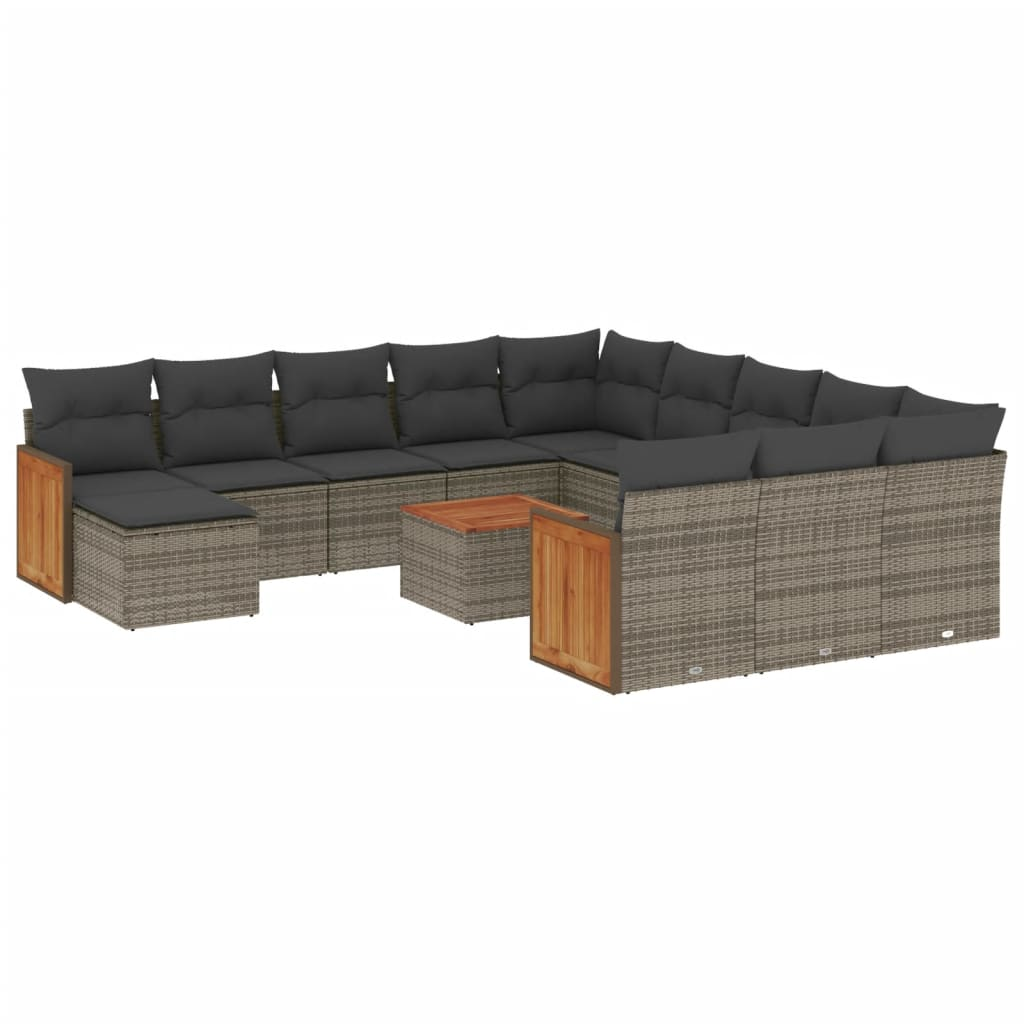 13 részes szürke polyrattan kerti ülőgarnitúra párnákkal (3228272)