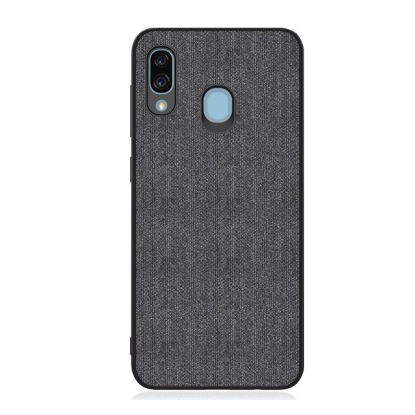 Szilikon telefonvédő (textil hátlap) FEKETE [Samsung Galaxy A30 (SM-A305F)] (5996457883462)