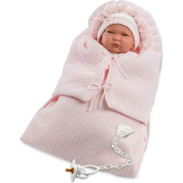 Llorens 74040 New Born - pislogó élethű játékbaba hangokkal és puha szövet testtel - 42 cm (GXP-654657)