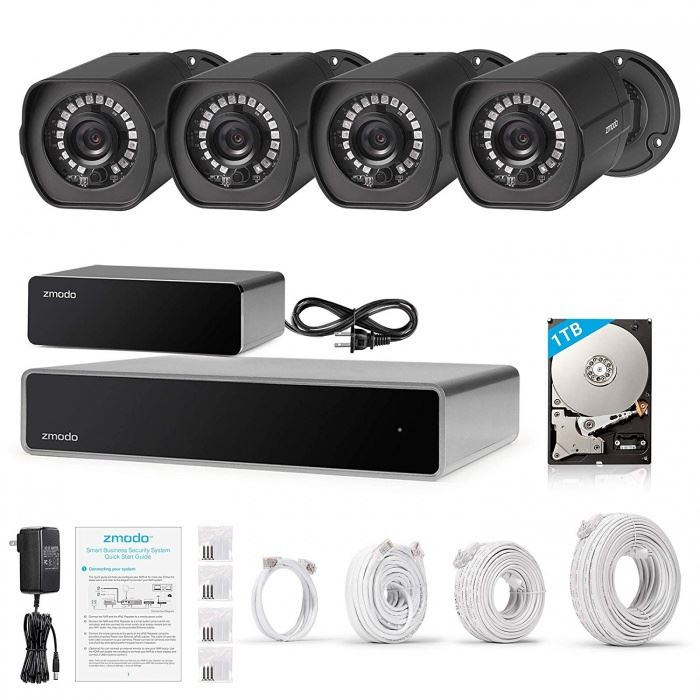 Zmodo 8 csatornás NVR + 4 db IP kamera + 1 TB HDD + sPoE átjátszó fekete (ZS-2004-B-1TB) (ZS-2004-B-1TB)