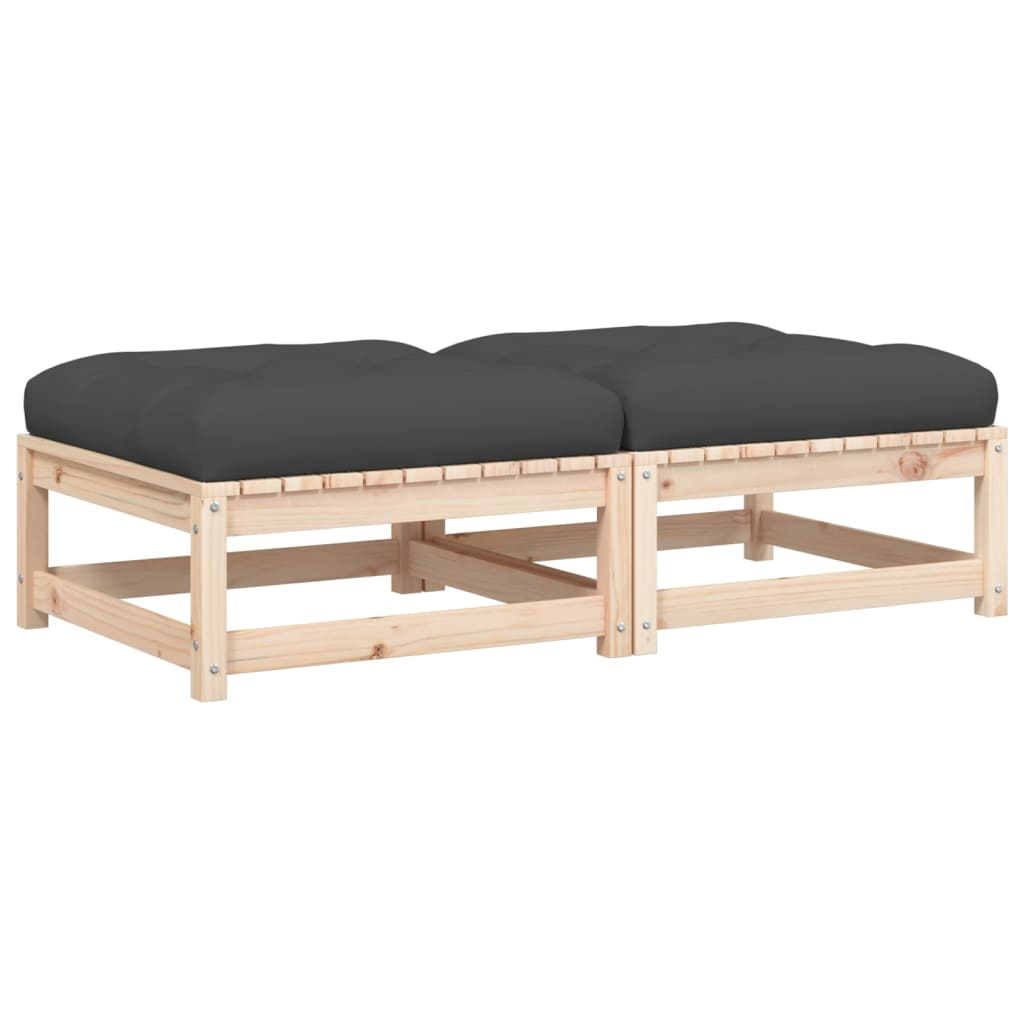 2 db tömör fenyőfa kerti lábtartó párnával (838101)