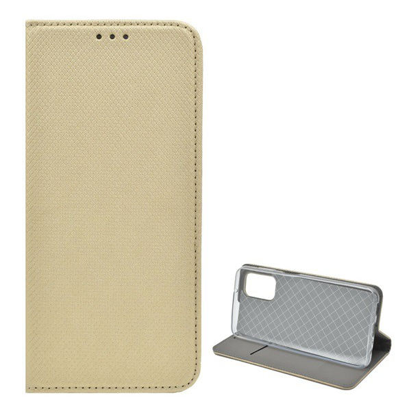 Tok álló, bőr hatású (FLIP, oldalra nyíló, asztali tartó funkció, rombusz minta) ARANY [Samsung Galaxy A13 4G (SM-A135F / A137F)] (5996591152165)