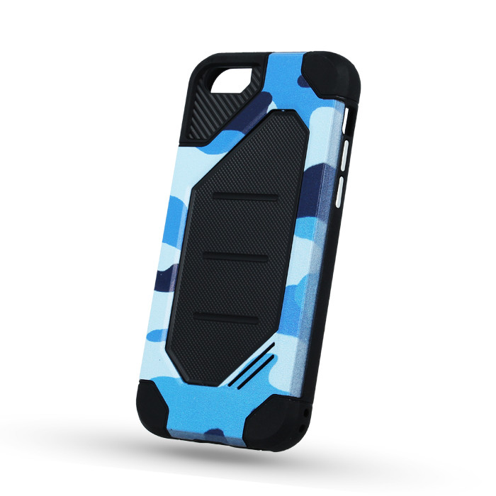 LG K8 (2017), Műanyag hátlap védőtok, Defender Army, közepesen ütésálló, terepmintás, fekete/kék (52058)