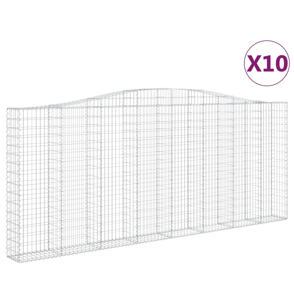 10 db íves horganyzott vas gabion kosár 400x30x160/180 cm (3145873)