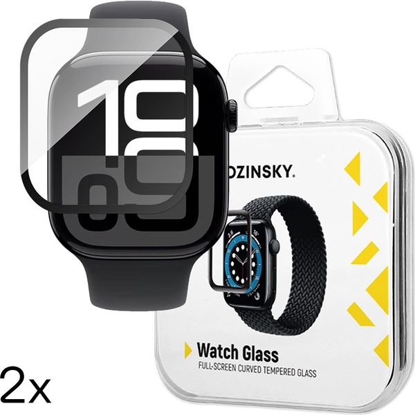  Wozinsky Szkło hartowane Wozinsky Full Glue z czarną ramką do Apple Watch Series 10 46mm (2 szt.)