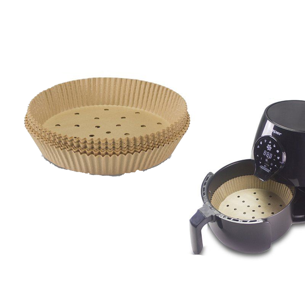 Set 100 forme din hartie Air Fryer Beper C103ACC001, Diametru 20 cm, Hartie de copt, Biodegradabile, Maro