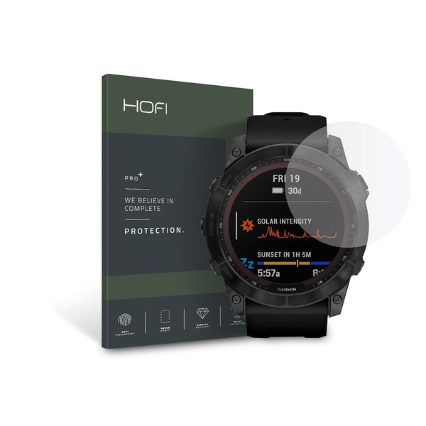 Folie ecran Hofi Pro Plus, pentru Garmin Fenix 7X, Sticla securizata, 0.26 mm, Transparent
