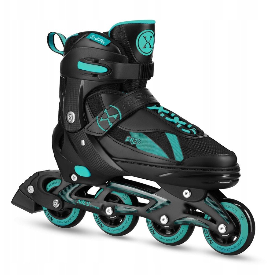 Rolki Nils Extreme NH382 rekreacyjne regulowane czarno-niebieskie r. 32-35