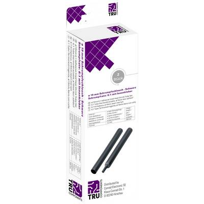 TRU COMPONENTS T1904CA047 Zsugorcső ragasztóval Fekete 19 mm Zsugorodási arány:6:1 2 db (T1904CA047)