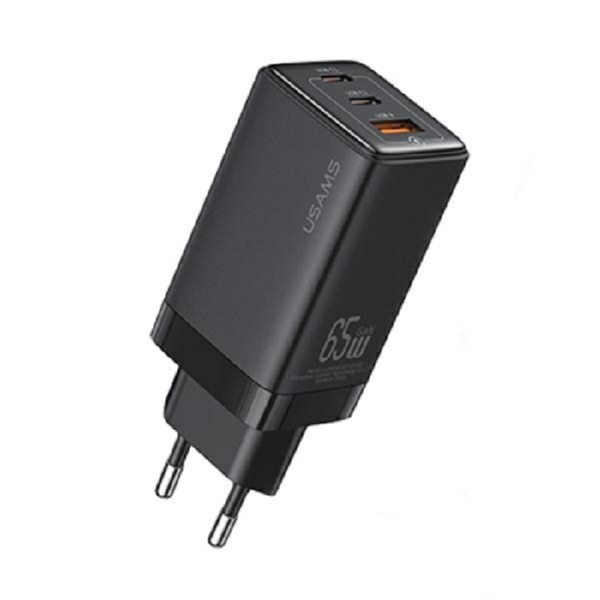 USAMS Značková Dobrá Ładowarka 2xUSB-C+1xUSB 65W GaN PD3.0 +QC3.0 Fast