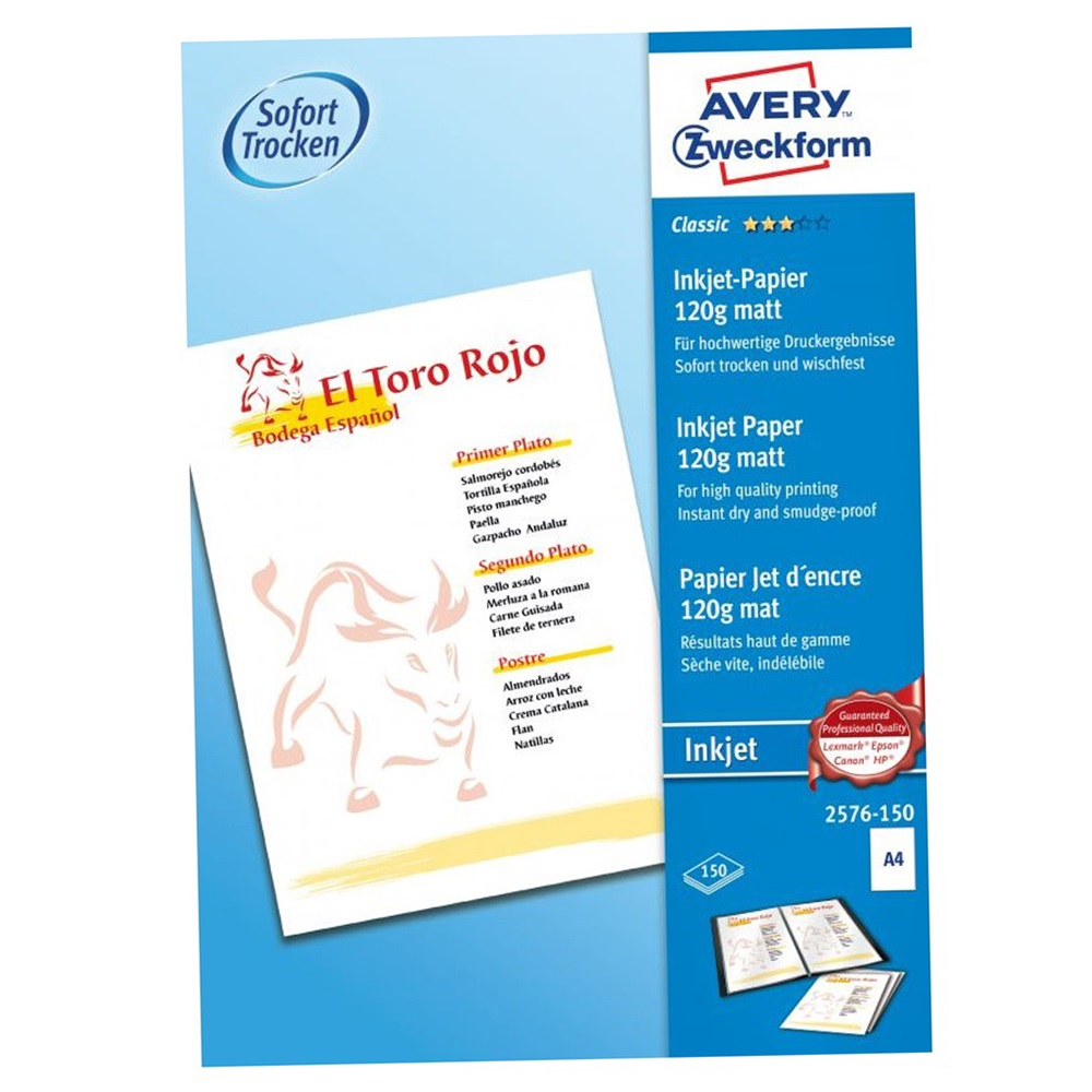 Avery Fotópapír 210x297mm 120g 150 ív/doboz matt fehér (2576-150) (2576-150)