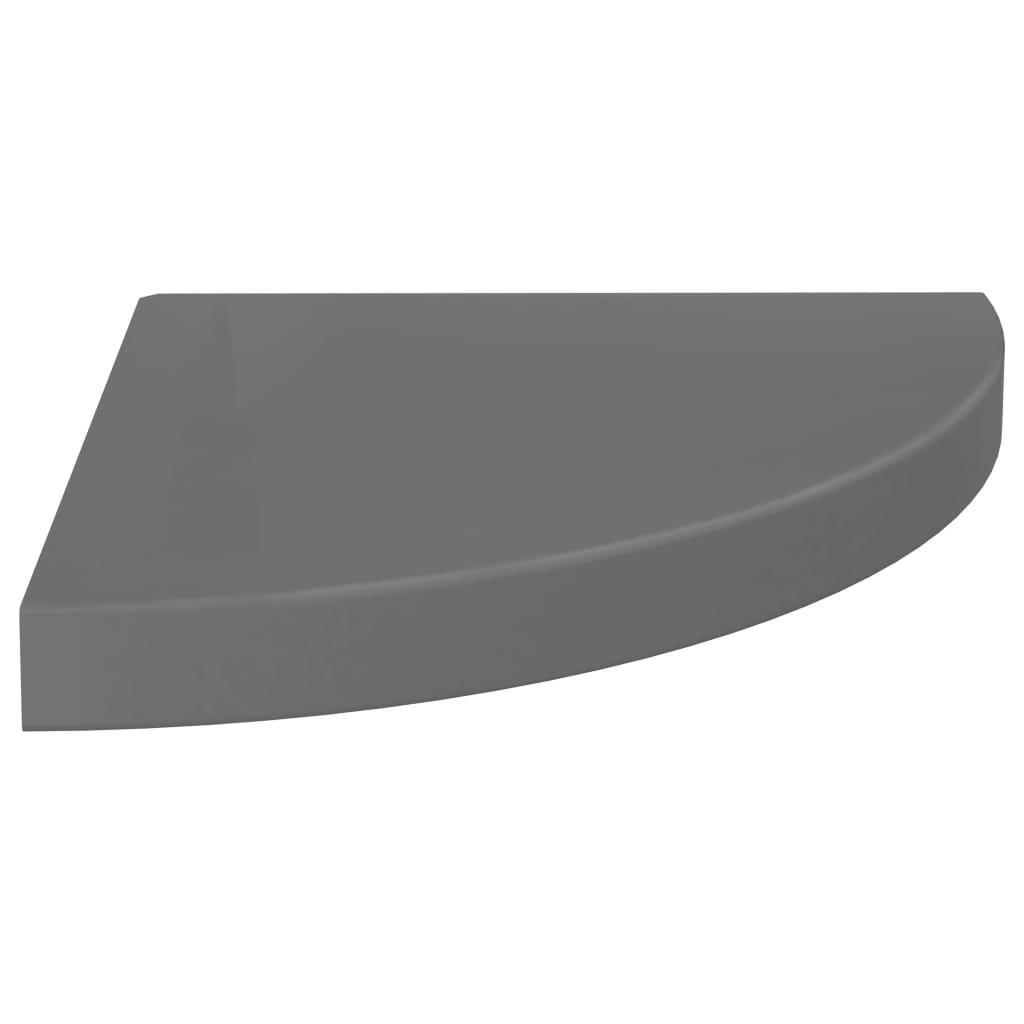 magasfényű szürke MDF lebegő sarokpolc 35 x 35 x 3,8 cm (323913)