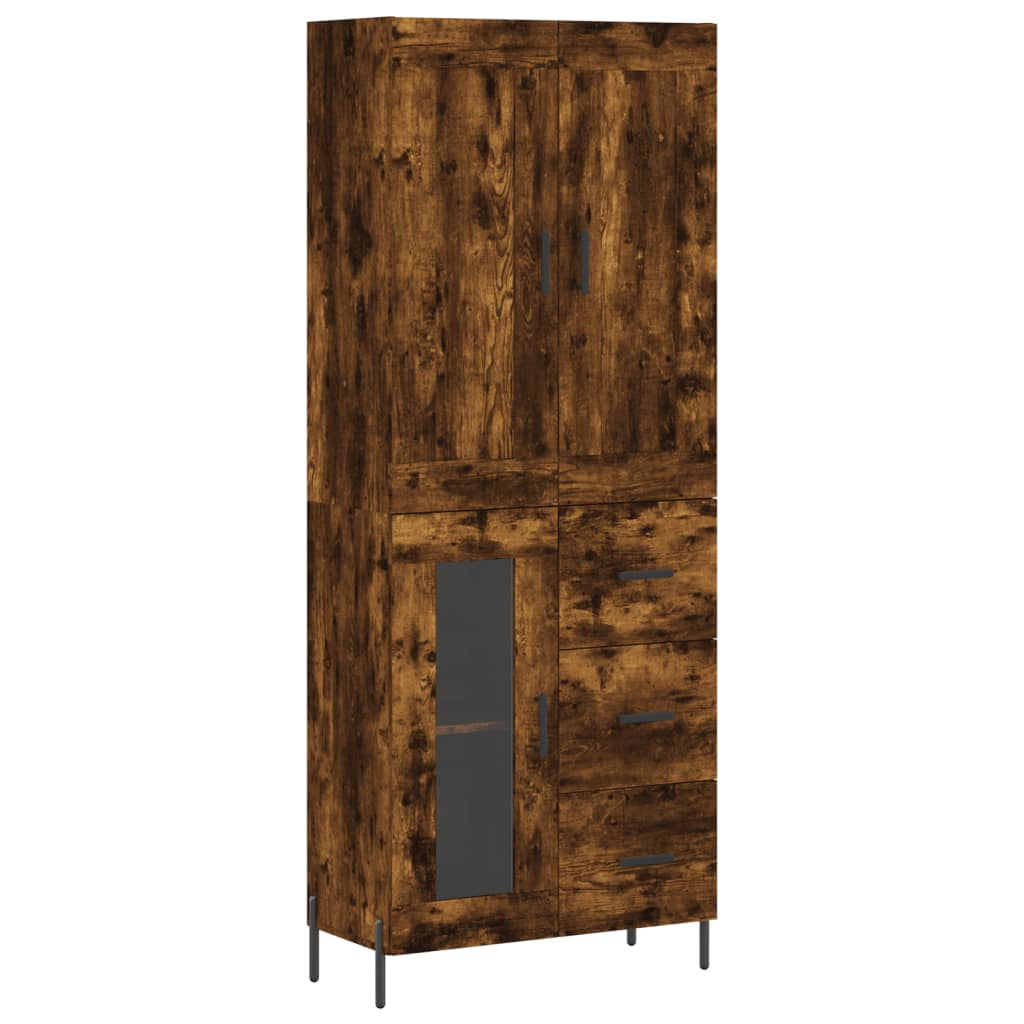 füstös tölgy színű szerelt fa magasszekrény 69,5 x 34 x 180 cm (3199950)
